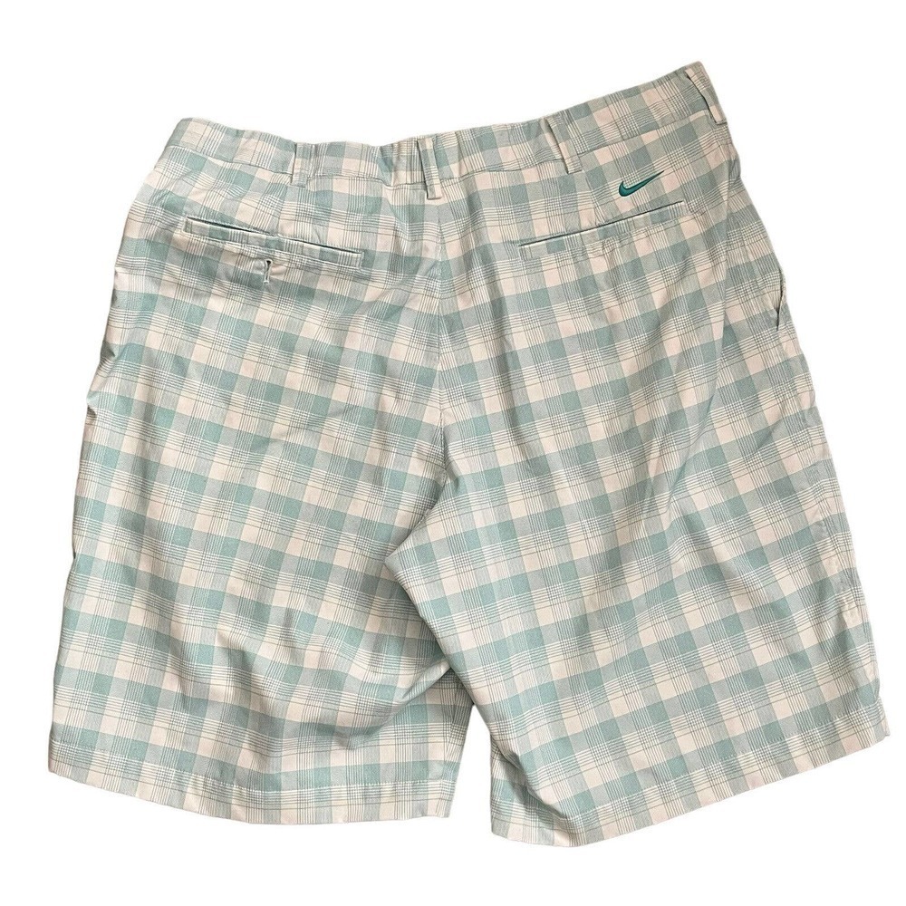 NIKE Golf Men's Dri-Fit Shorts 36 Blue Plaid Outdoor Golf Casual 10" Lightweight - Picture 3 of 6